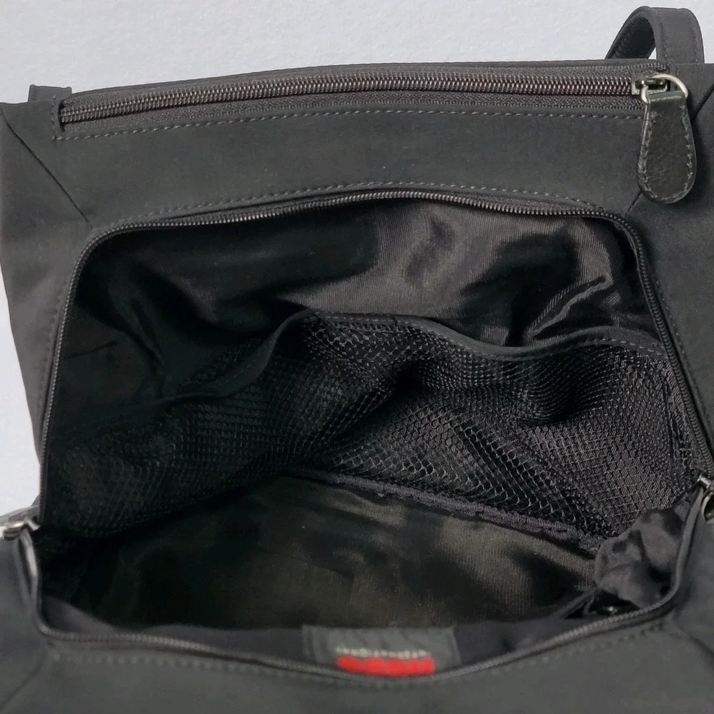 Hobo International Vintage Black Multi-Compartment Nylon Organizer Tote Bag Y2K